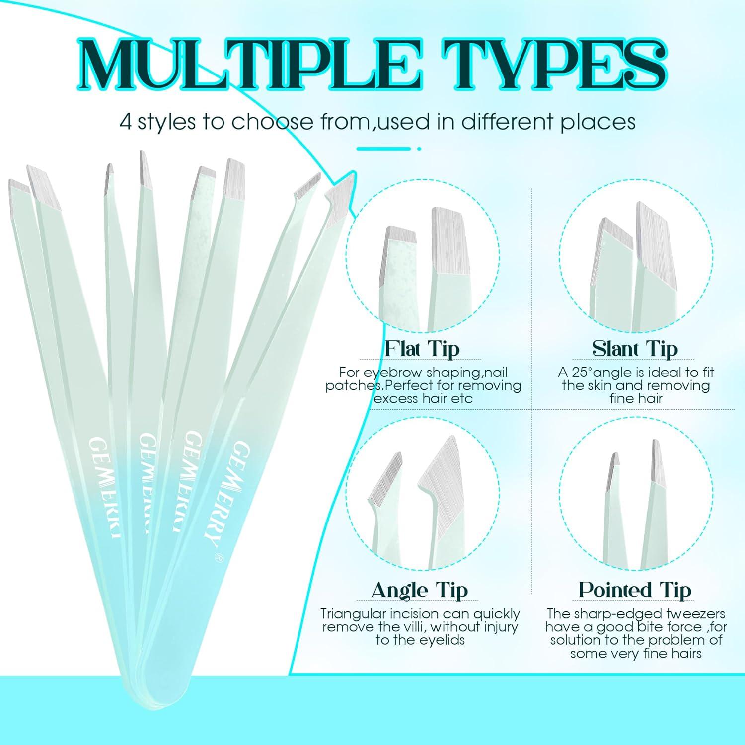 Juego de Pinzas para Cejas GEMERRY 7 Pcs Acero Inoxidable