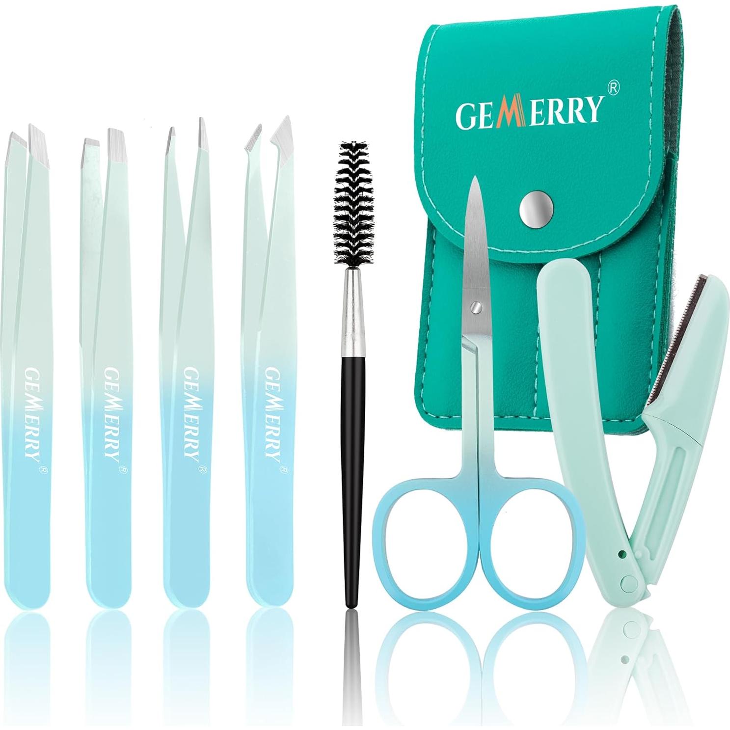 Juego de Pinzas para Cejas GEMERRY 7 Pcs Acero Inoxidable