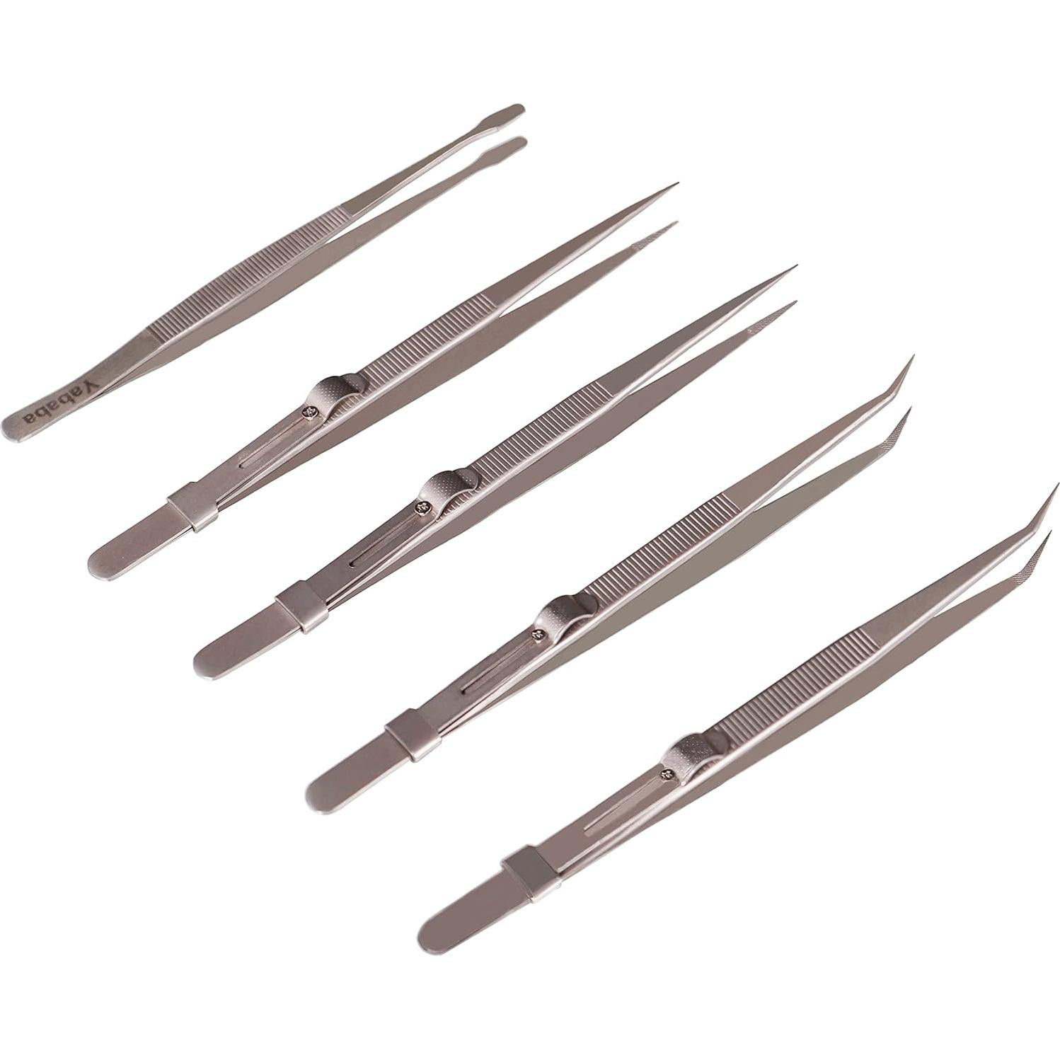 Set de 5 Pinzas de Precisión Yababa de Acero Inoxidable