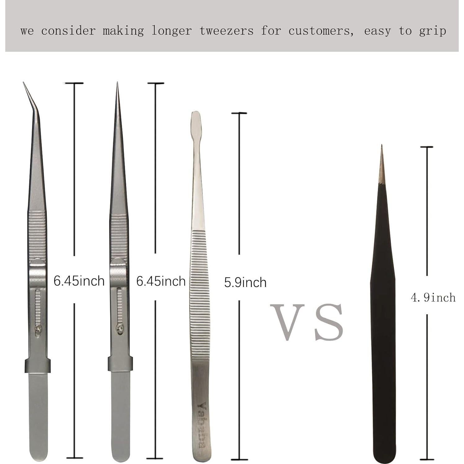 Set de 5 Pinzas de Precisión Yababa de Acero Inoxidable