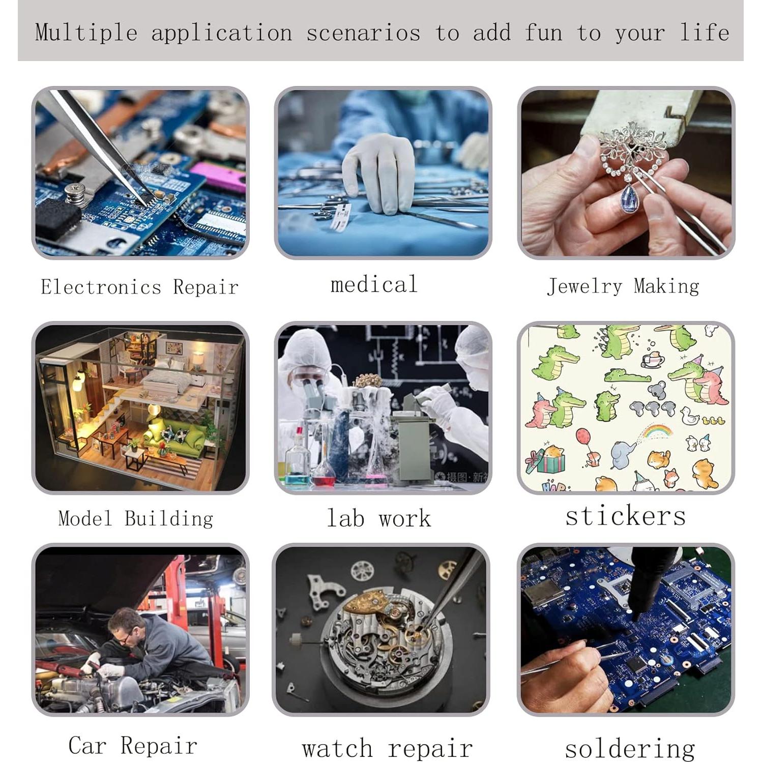 Set de 5 Pinzas de Precisión Yababa de Acero Inoxidable