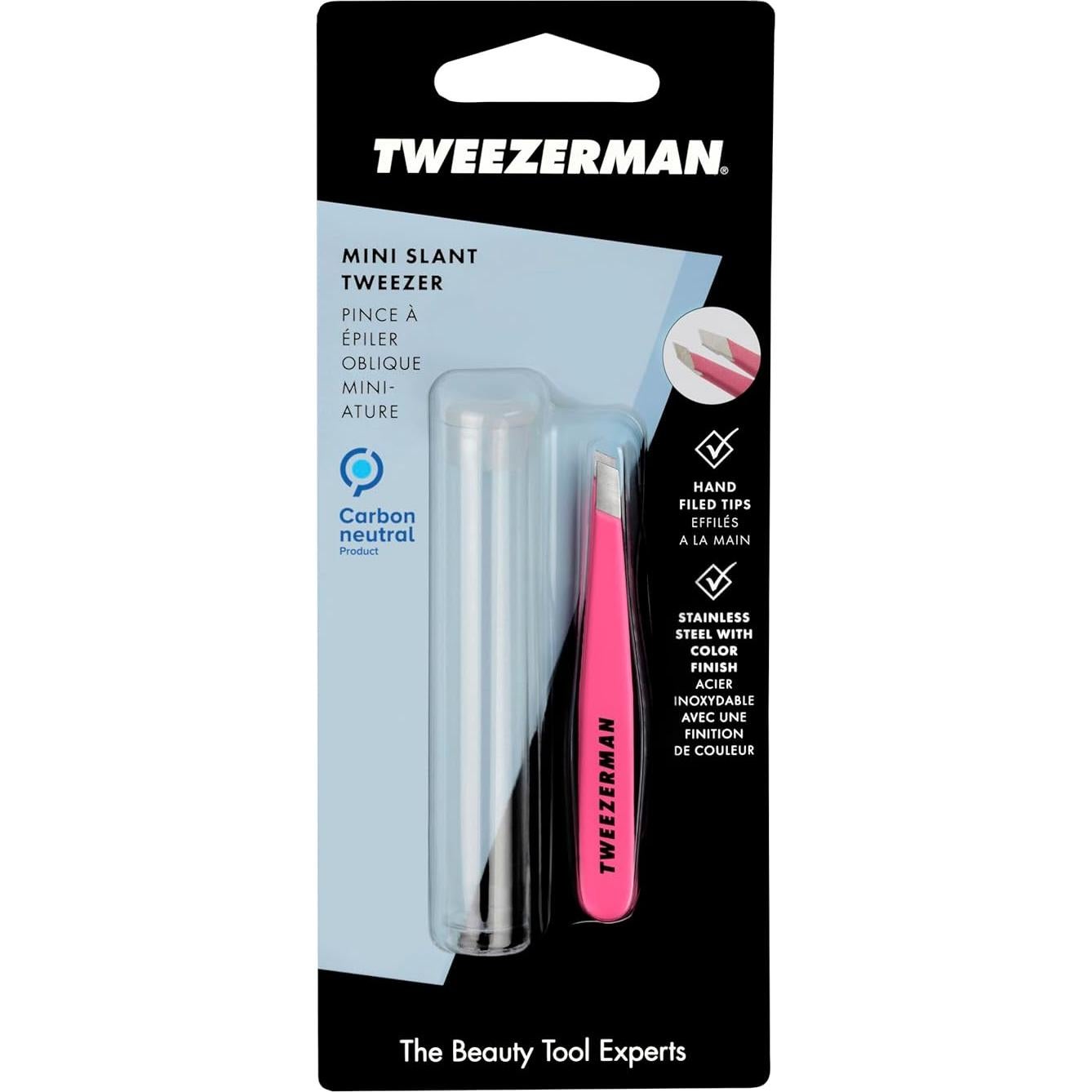 Pinzas Mini Slant Tweezerman Rosa Neón - Pinzas para Cejas
