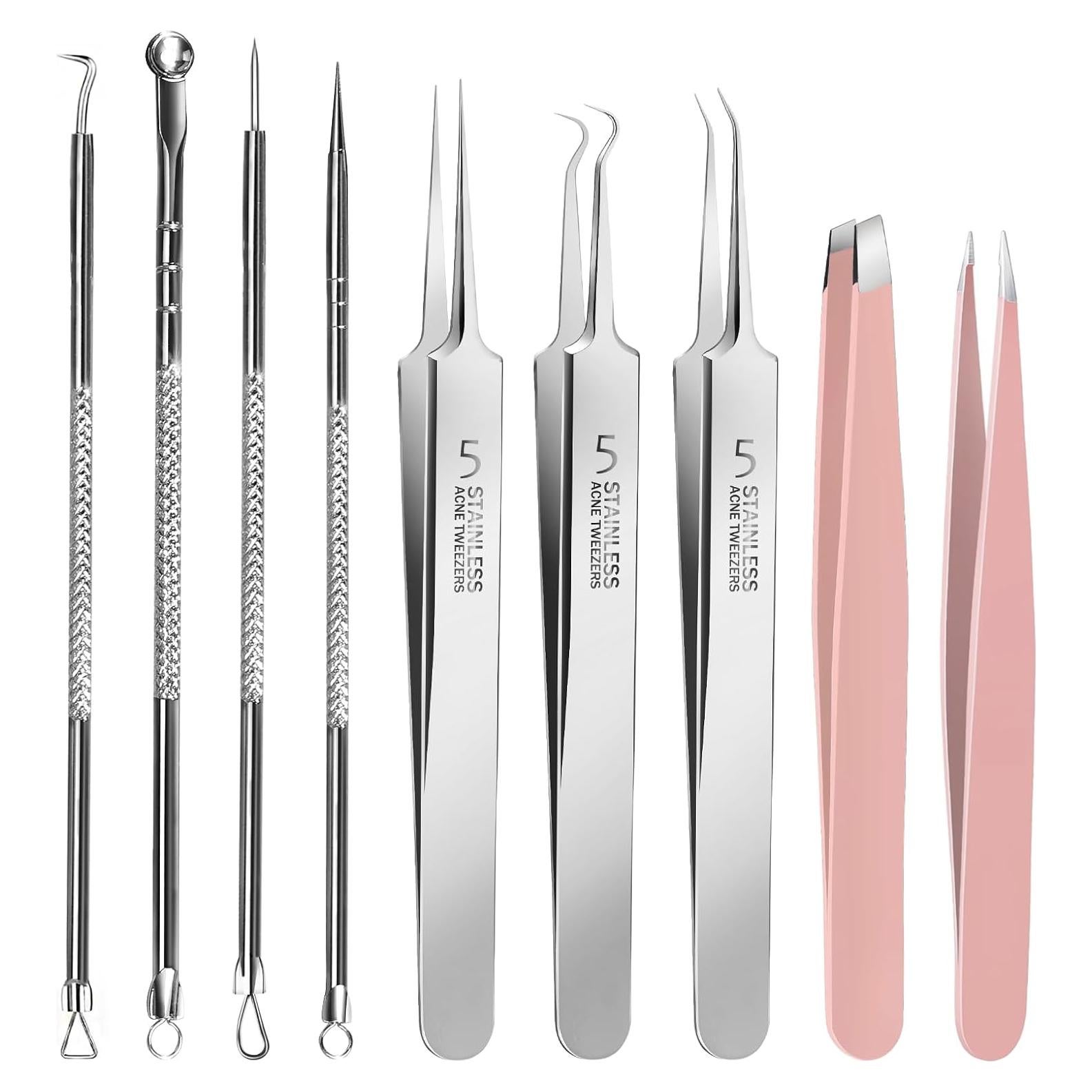 Kit de Herramientas Faciales Teenitor 9 Piezas Acero Inoxidable