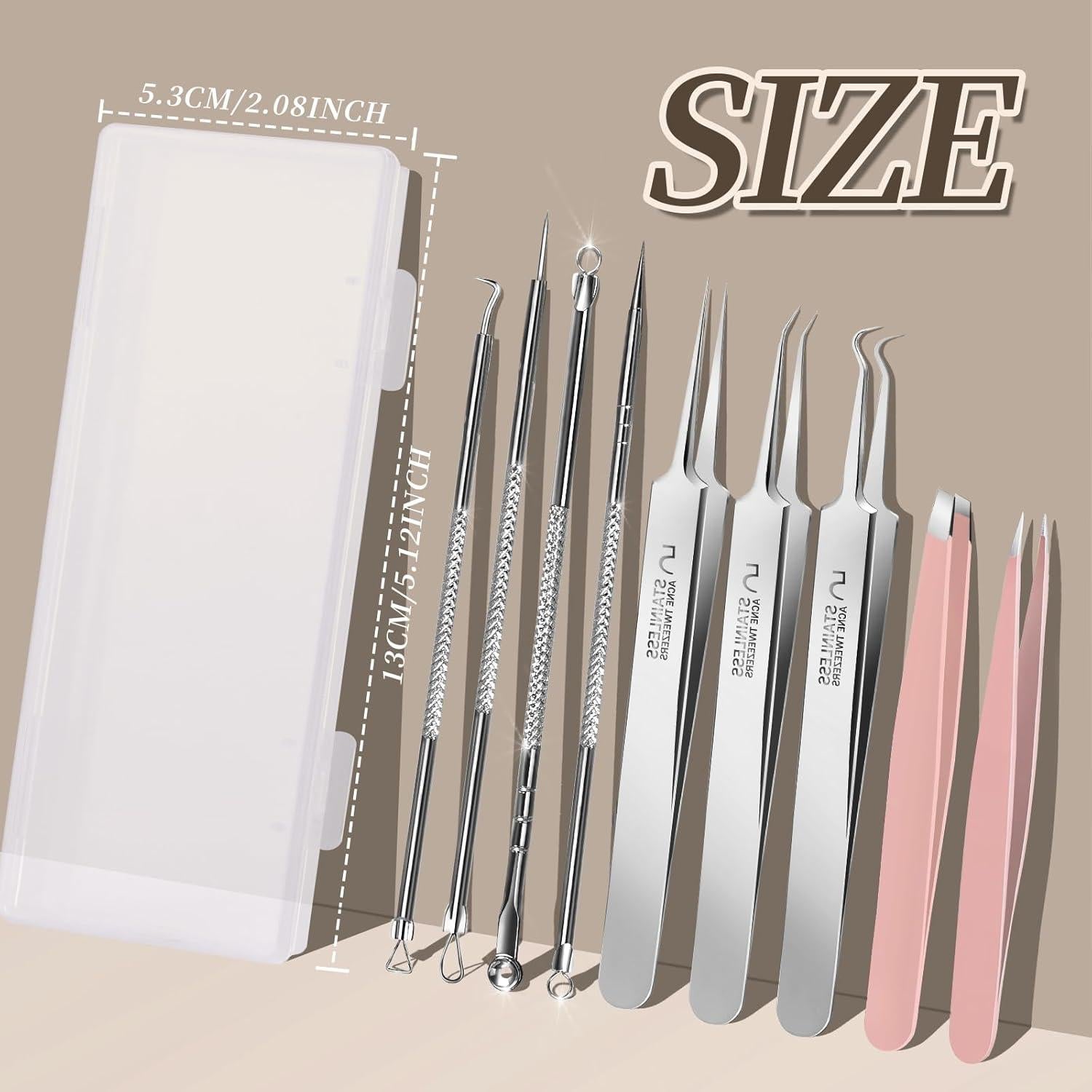 Kit de Herramientas Faciales Teenitor 9 Piezas Acero Inoxidable