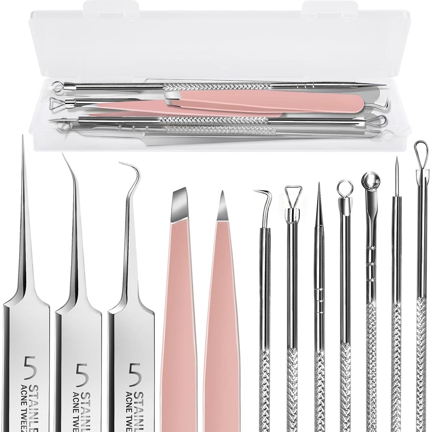 Kit de Herramientas Faciales Teenitor 9 Piezas Acero Inoxidable