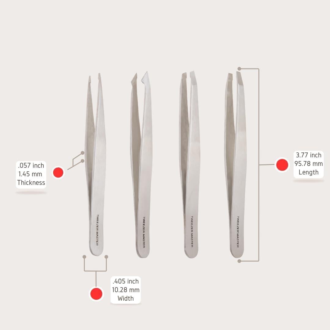 Juego de Pinzas Profesionales Tweezer Master - Acero Inoxidable