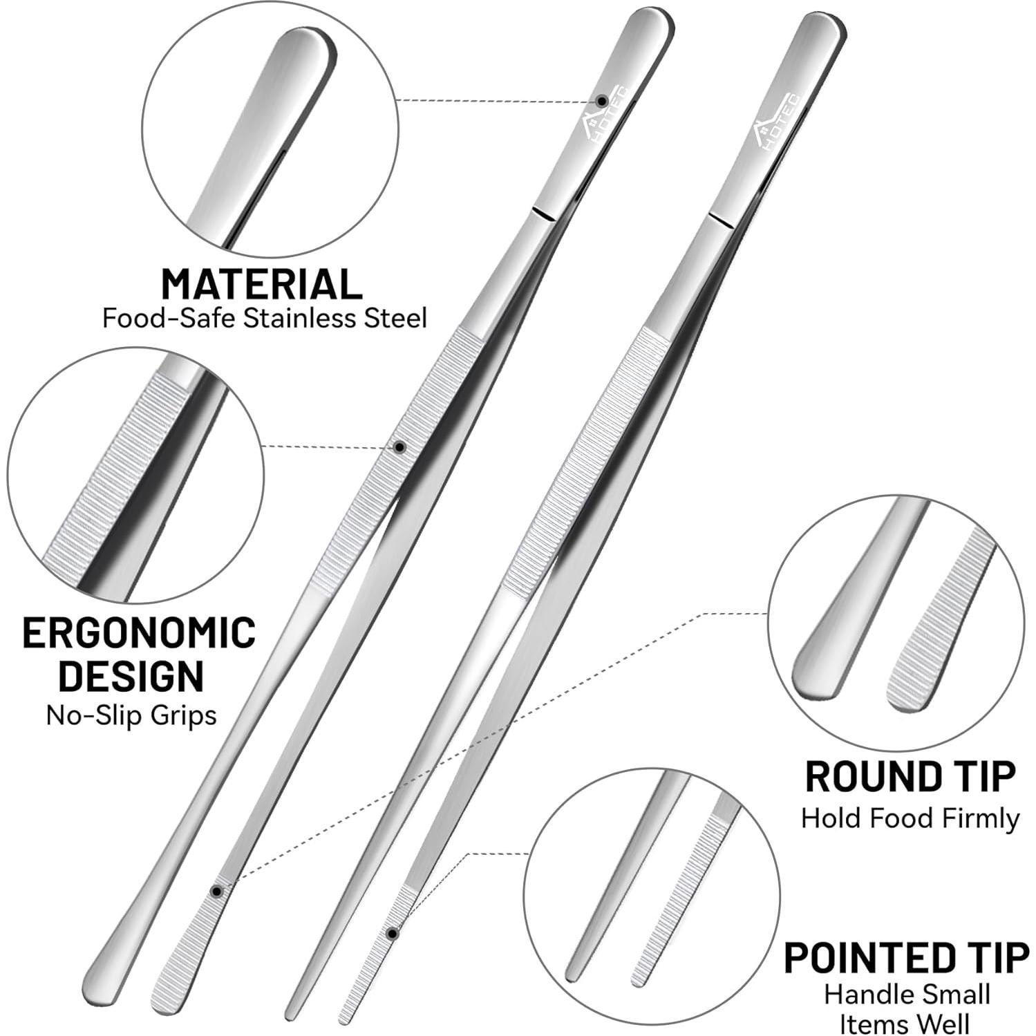 Pinzas de Cocina Hotec de Acero Inoxidable 30.48 cm - Juego de 2