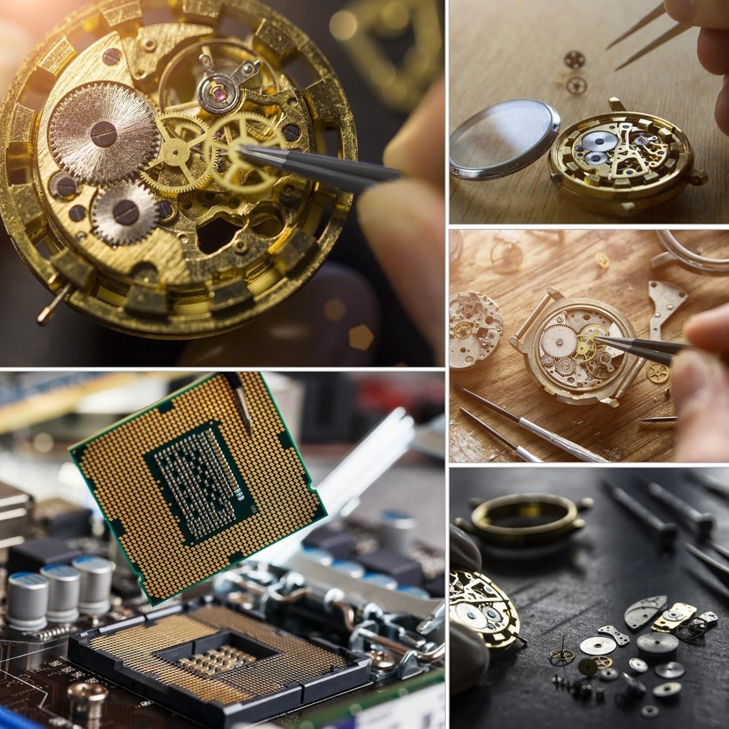 Juego de Pinzas de Precisión ESD 11PCS Acero Inoxidable