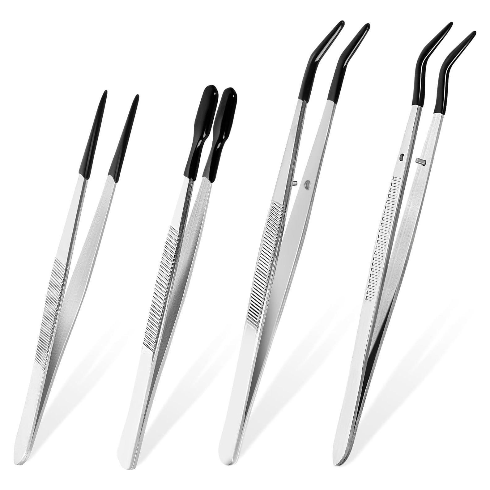 Juego de 4 Pinzas de Precisión CKKAPTURE con Puntas de Goma