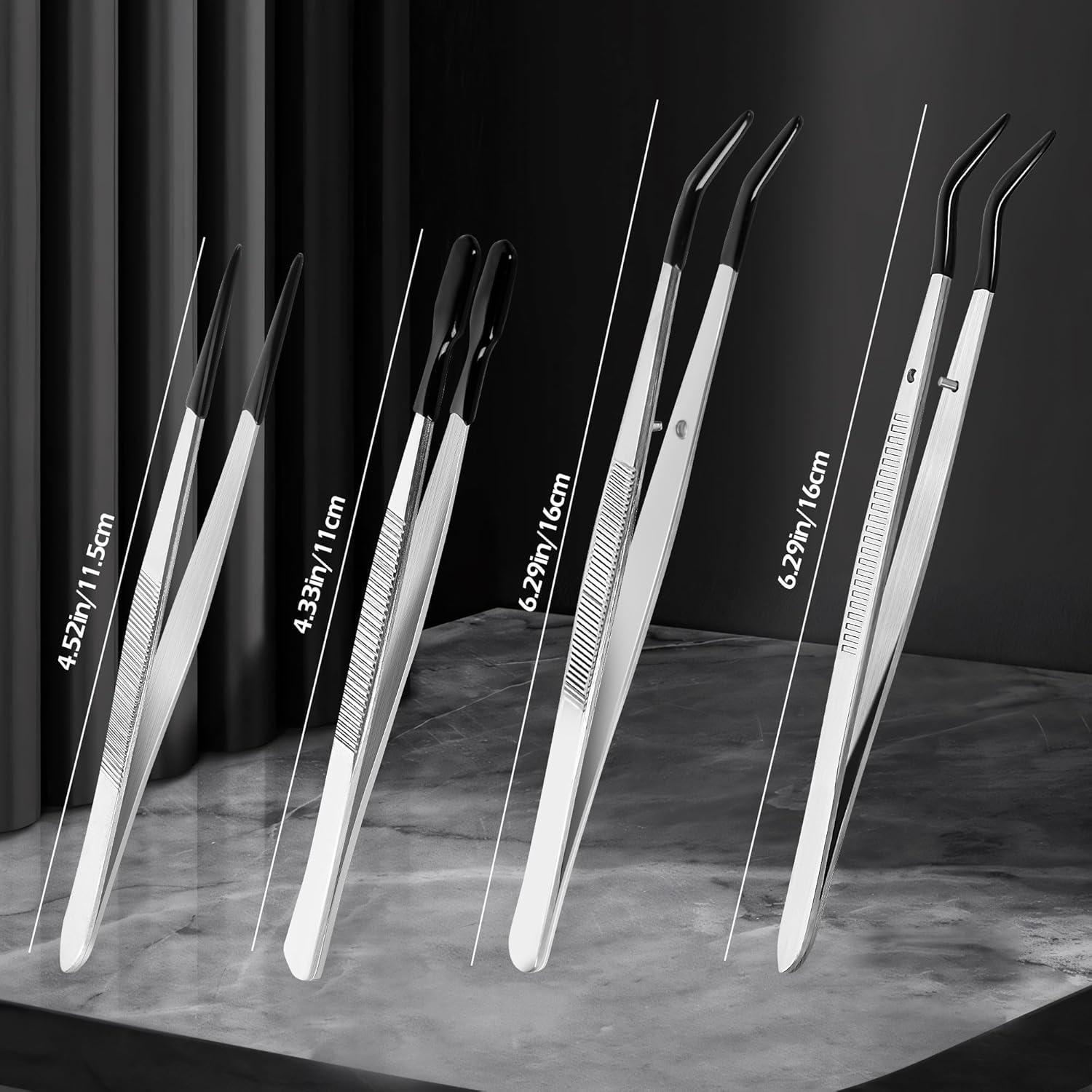 Juego de 4 Pinzas de Precisión CKKAPTURE con Puntas de Goma