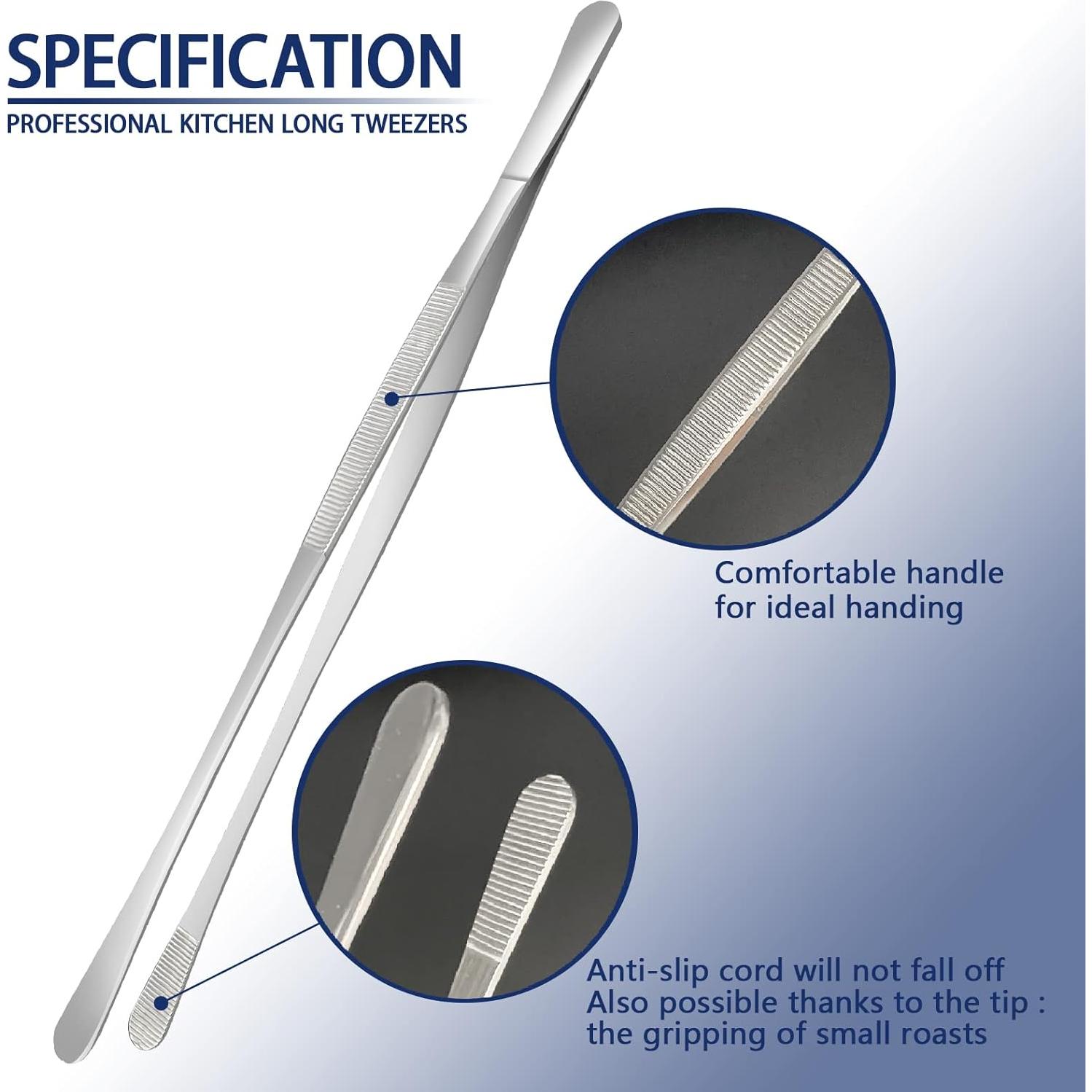 Juego de 5 Pinzas de Cocina Tangoowal de Acero Inoxidable 30.48 cm