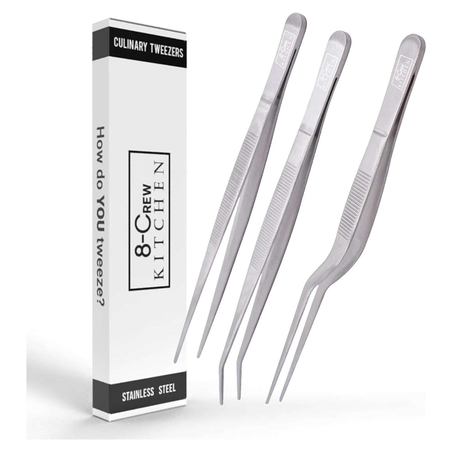 Pinzas de Cocina 8-CREW KITCHEN, Set de 3 de 15 cm, Acero Inoxidable