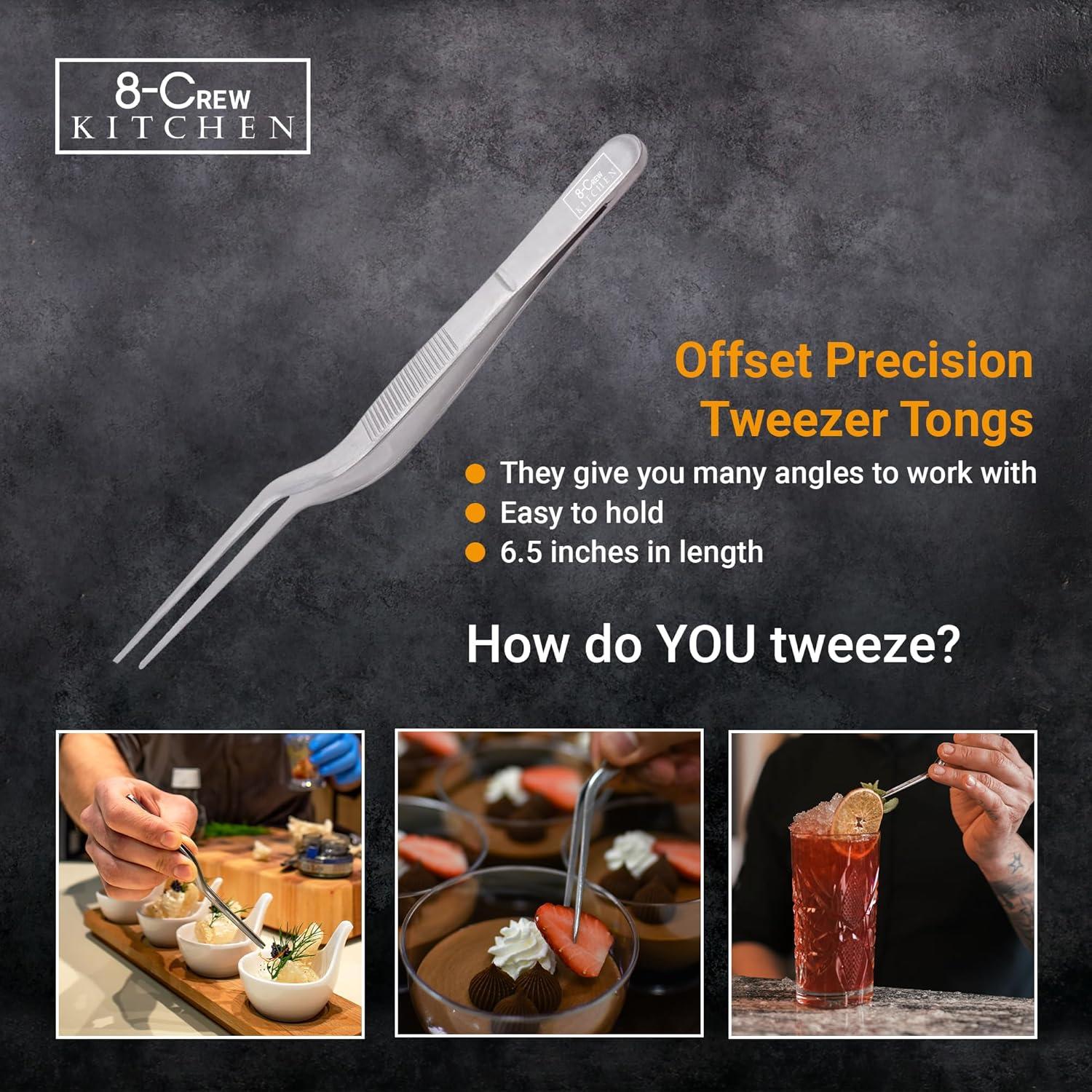 Pinzas de Cocina 8-CREW KITCHEN, Set de 3 de 15 cm, Acero Inoxidable