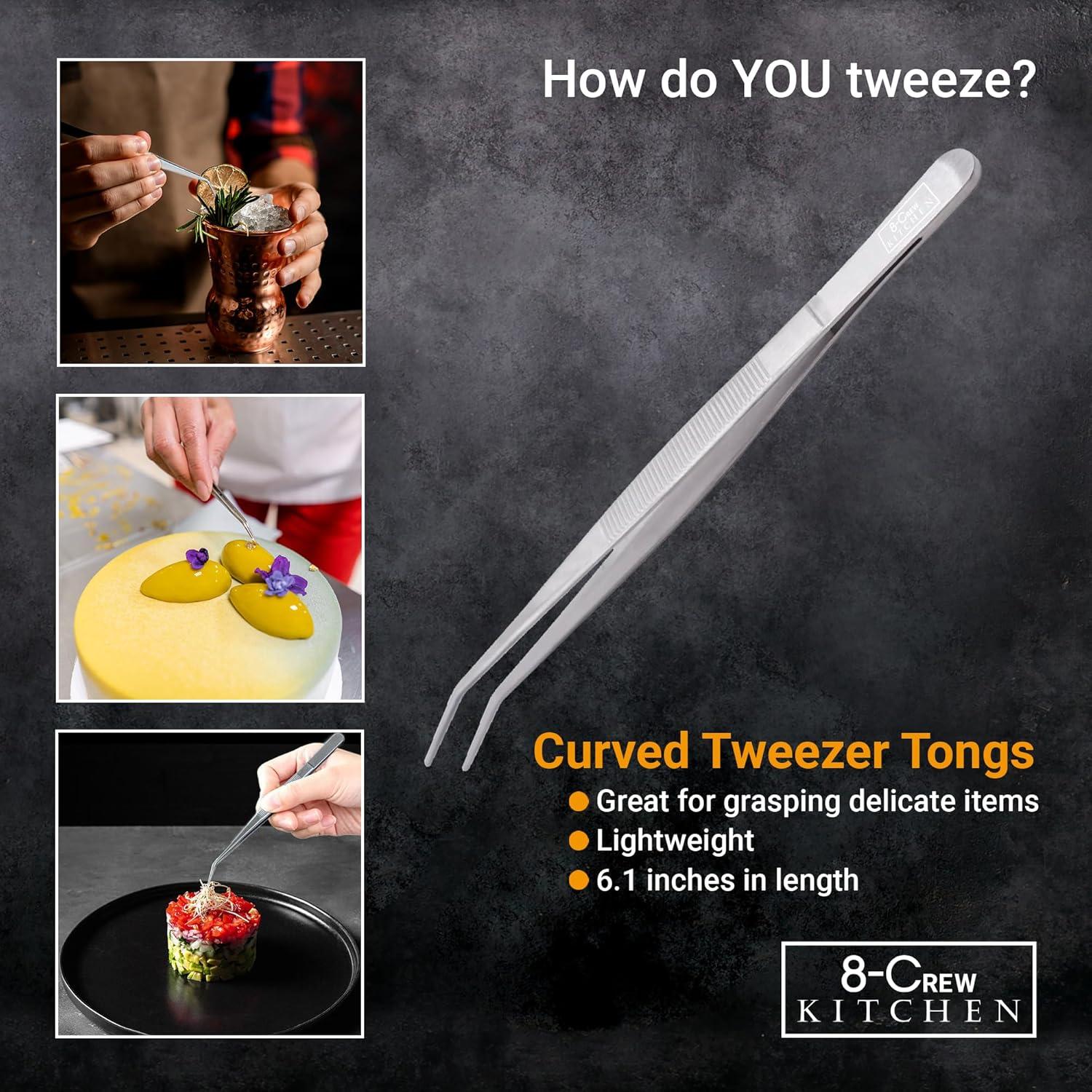 Pinzas de Cocina 8-CREW KITCHEN, Set de 3 de 15 cm, Acero Inoxidable