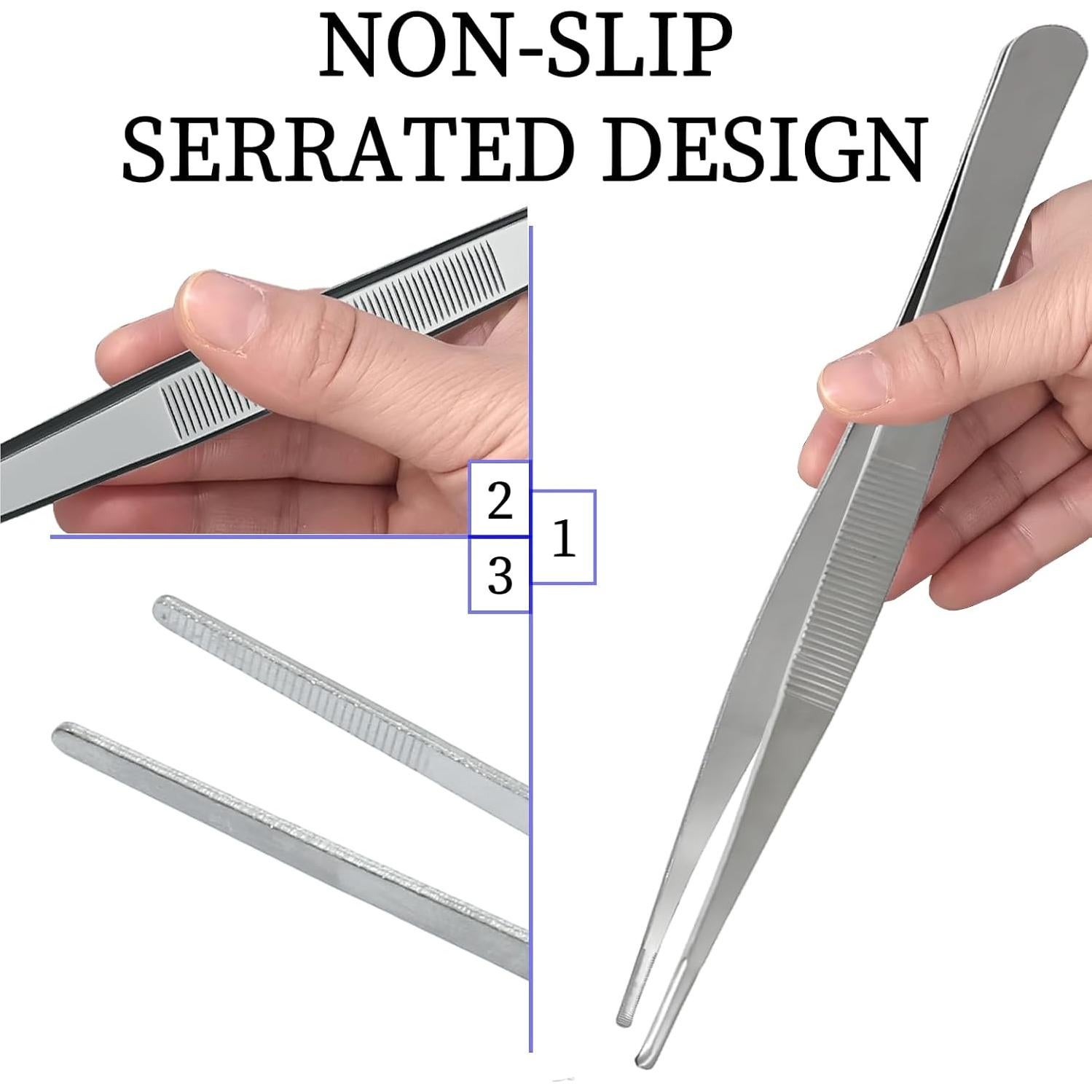 Juego de Pinzas de Acero Inoxidable Bonsicoky 3 Piezas 20-30 cm