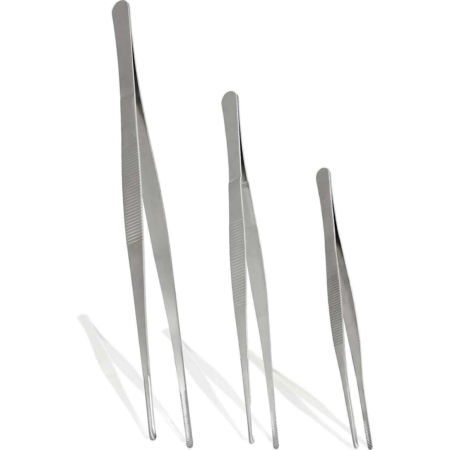 Juego de Pinzas de Acero Inoxidable Bonsicoky 3 Piezas 20-30 cm
