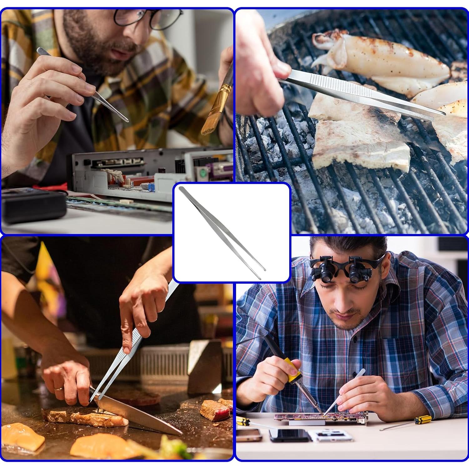 Juego de Pinzas de Acero Inoxidable Bonsicoky 3 Piezas 20-30 cm