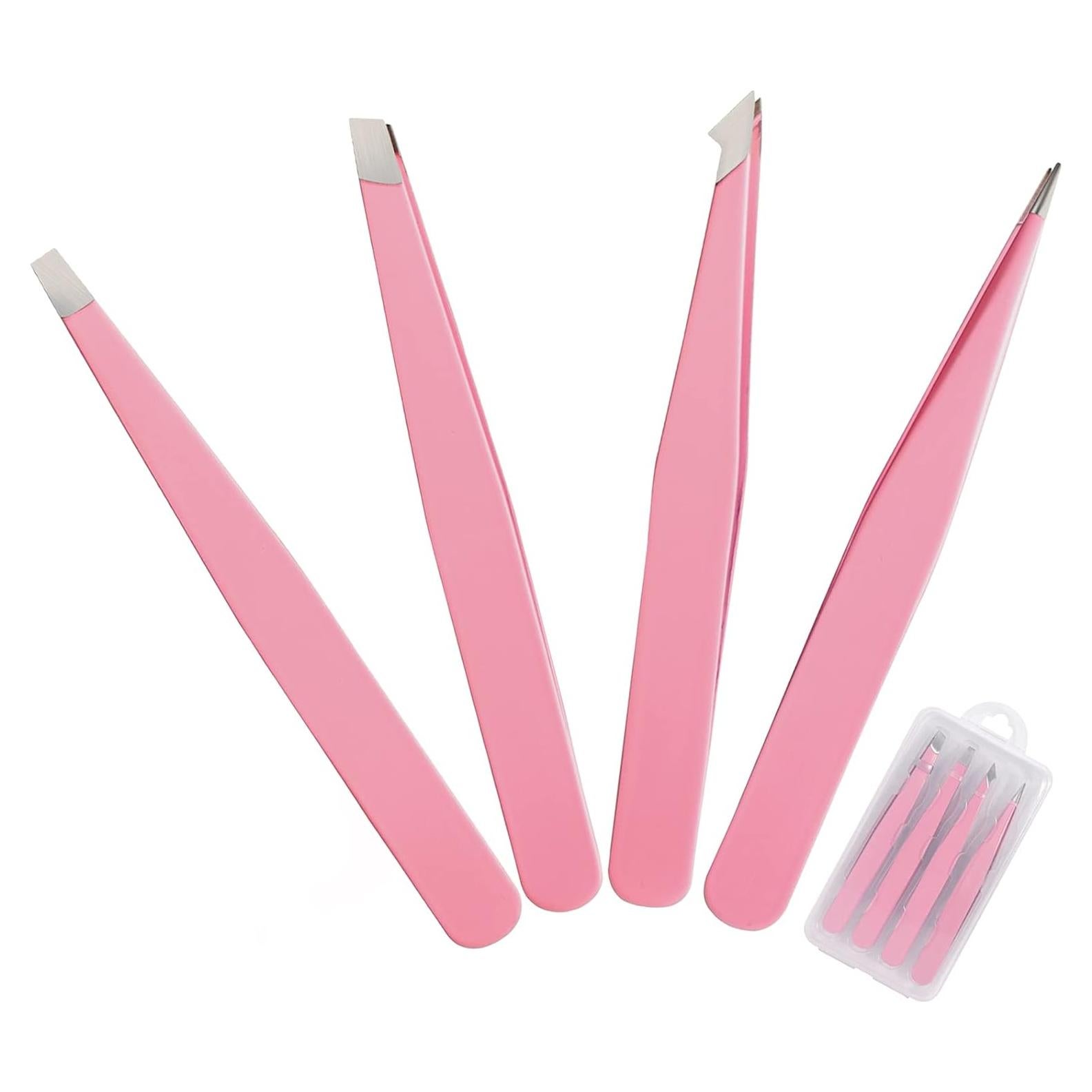 Juego de Pinzas de Acero Inoxidable FSSODWT 4 Piezas Rosa