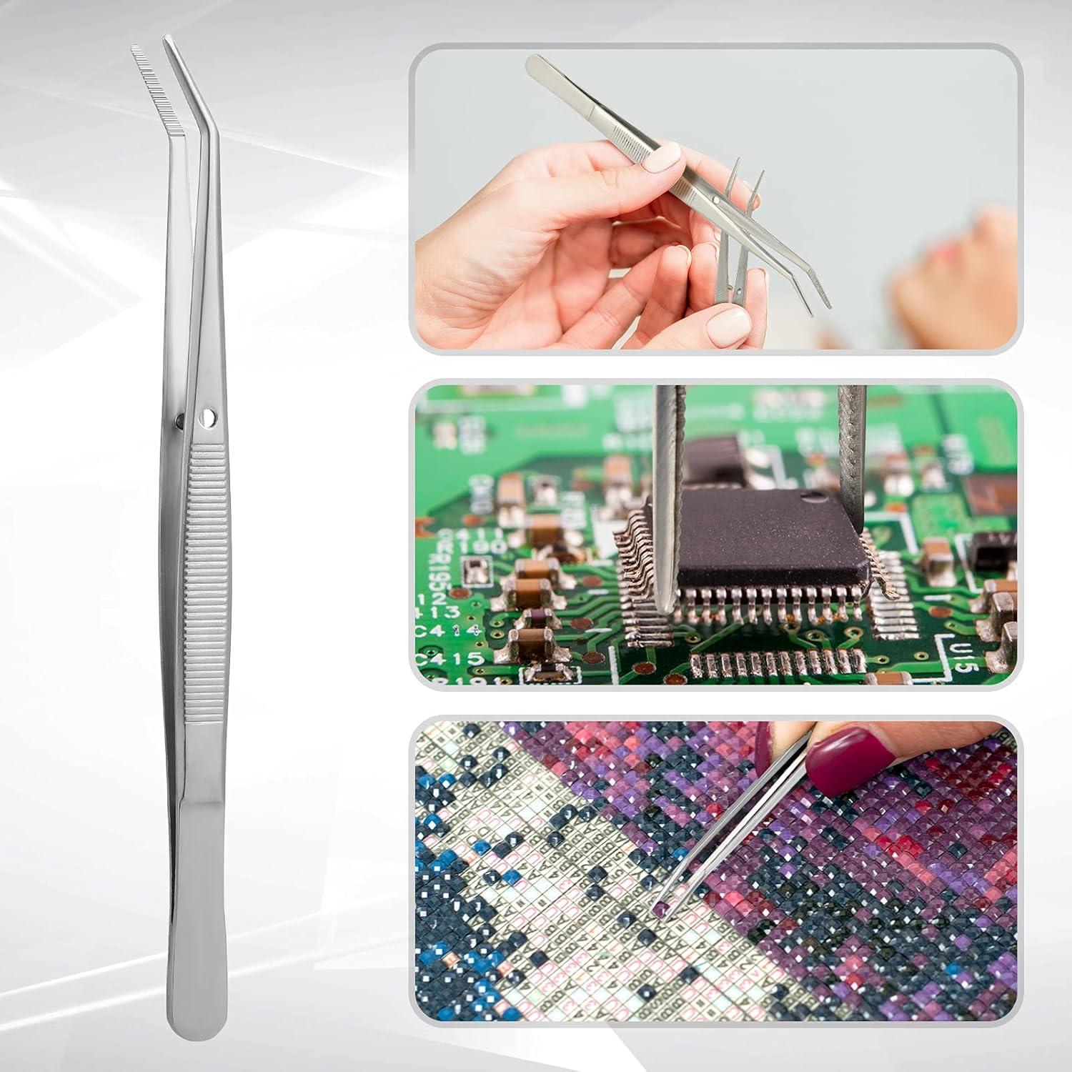 Pinzas de Acero Inoxidable Honoson 10 Pcs Punta Curvada