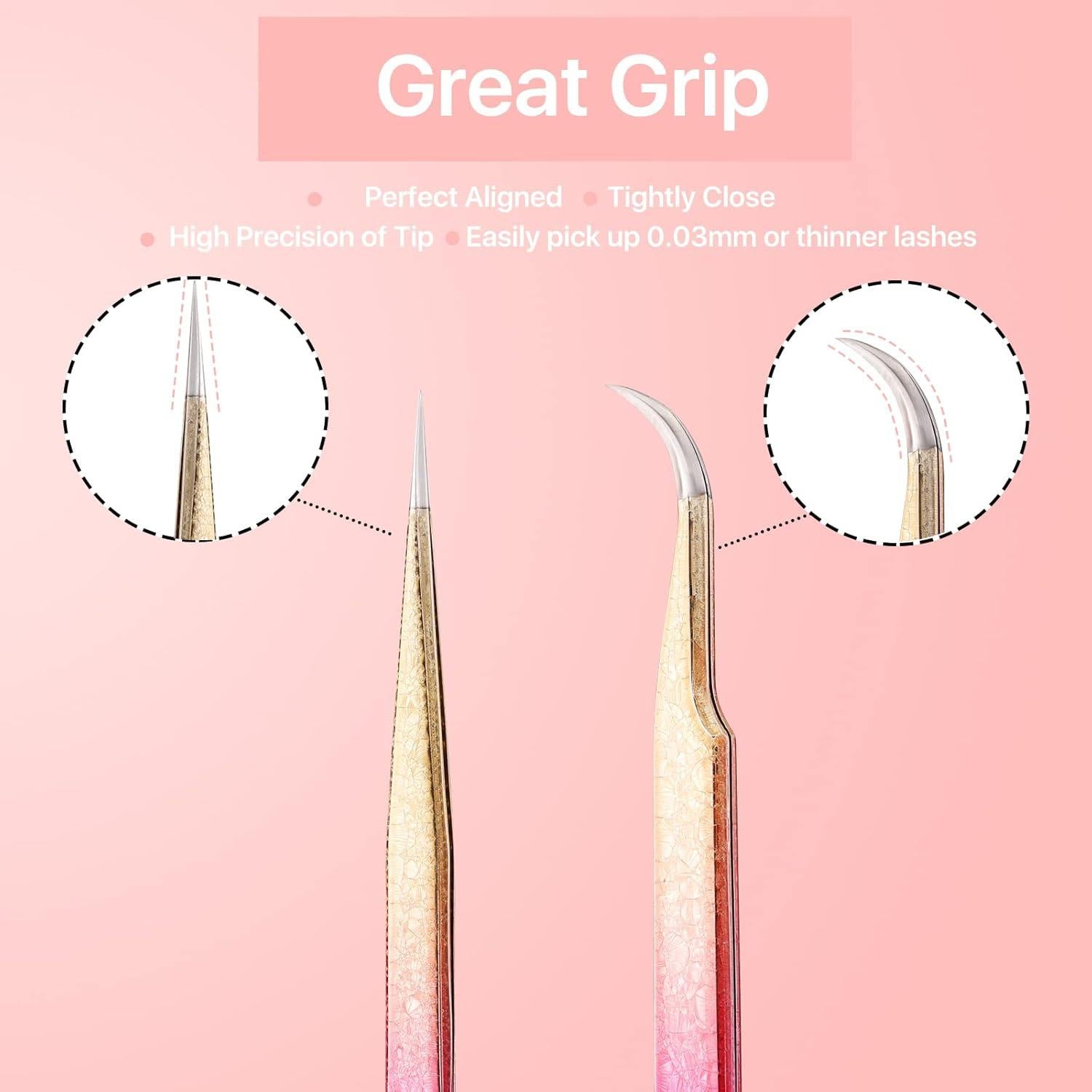 Set de 2 Pinzas para Pestañas Miuffue - Acero Inoxidable