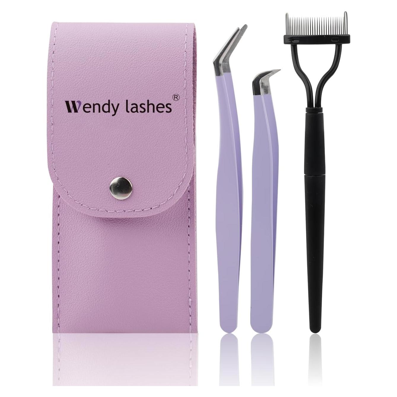 Kit de Pinzas para Pestañas WENDY LASHES - 3 Piezas Morado