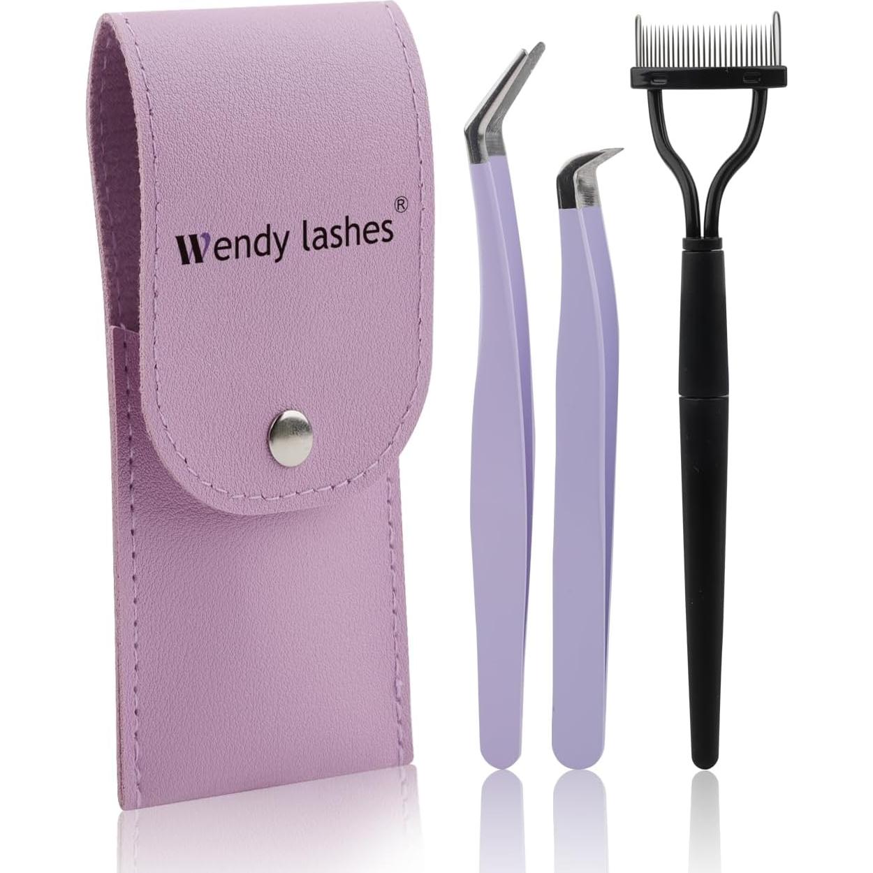 Kit de Pinzas para Pestañas WENDY LASHES - 3 Piezas Morado