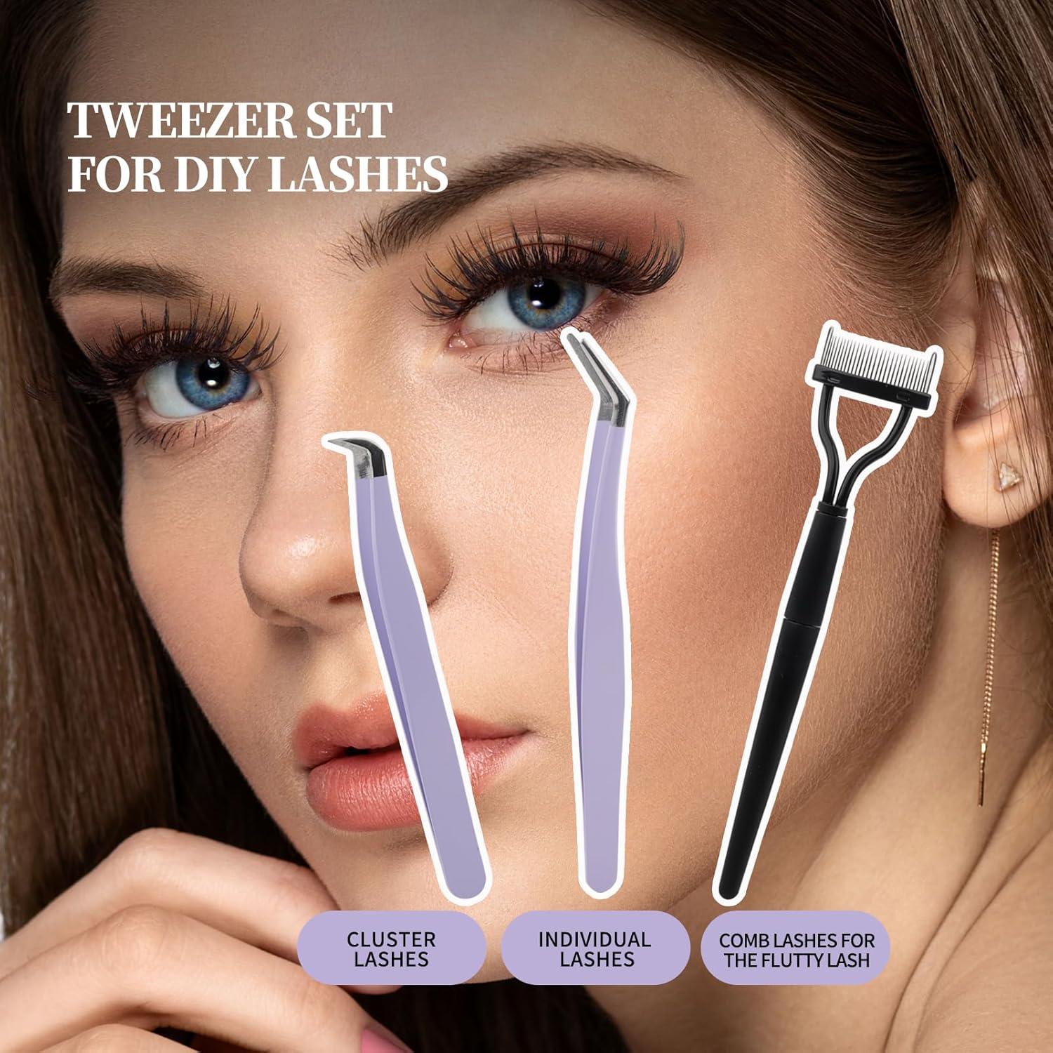 Kit de Pinzas para Pestañas WENDY LASHES - 3 Piezas Morado