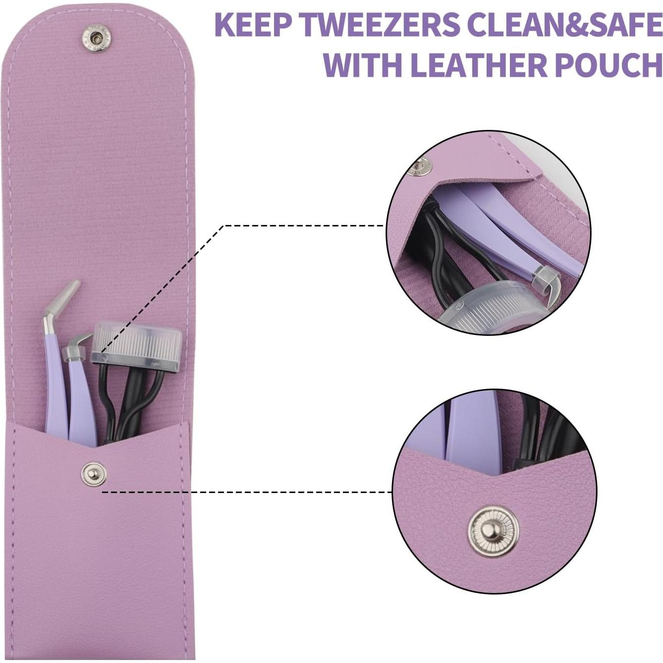 Kit de Pinzas para Pestañas WENDY LASHES - 3 Piezas Morado