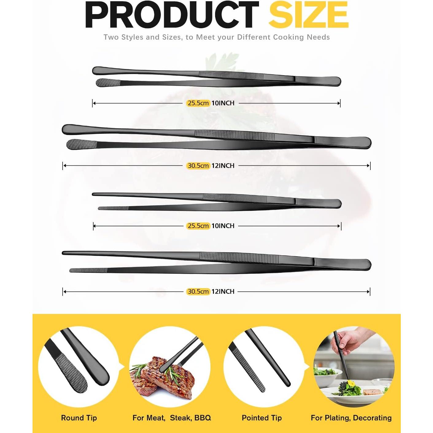 Conjunto de 4 Pinzas Largas BUNDLEPRO Acero Inoxidable 30.48 cm