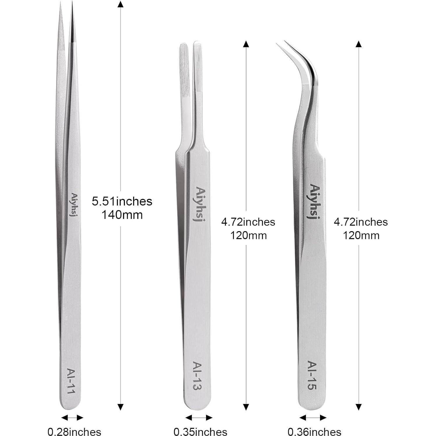 Juego de Pinzas de Precisión Aiyhsj 3 Piezas Acero Inoxidable