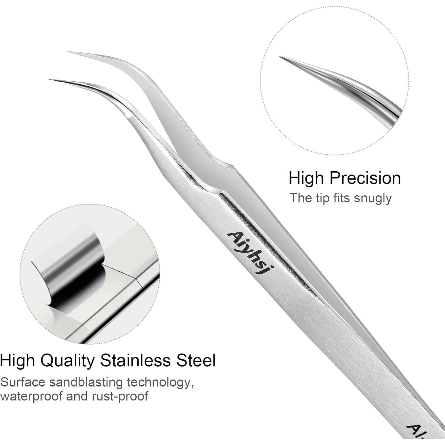 Juego de Pinzas de Precisión Aiyhsj 3 Piezas Acero Inoxidable