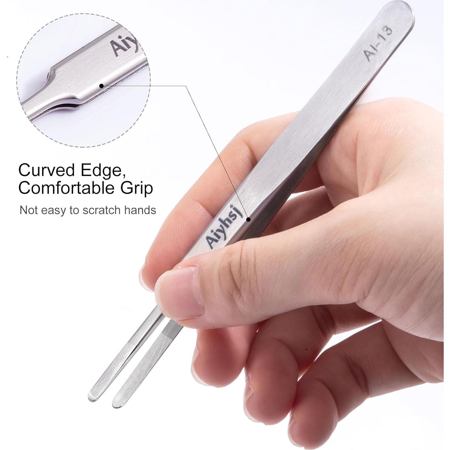 Juego de Pinzas de Precisión Aiyhsj 3 Piezas Acero Inoxidable