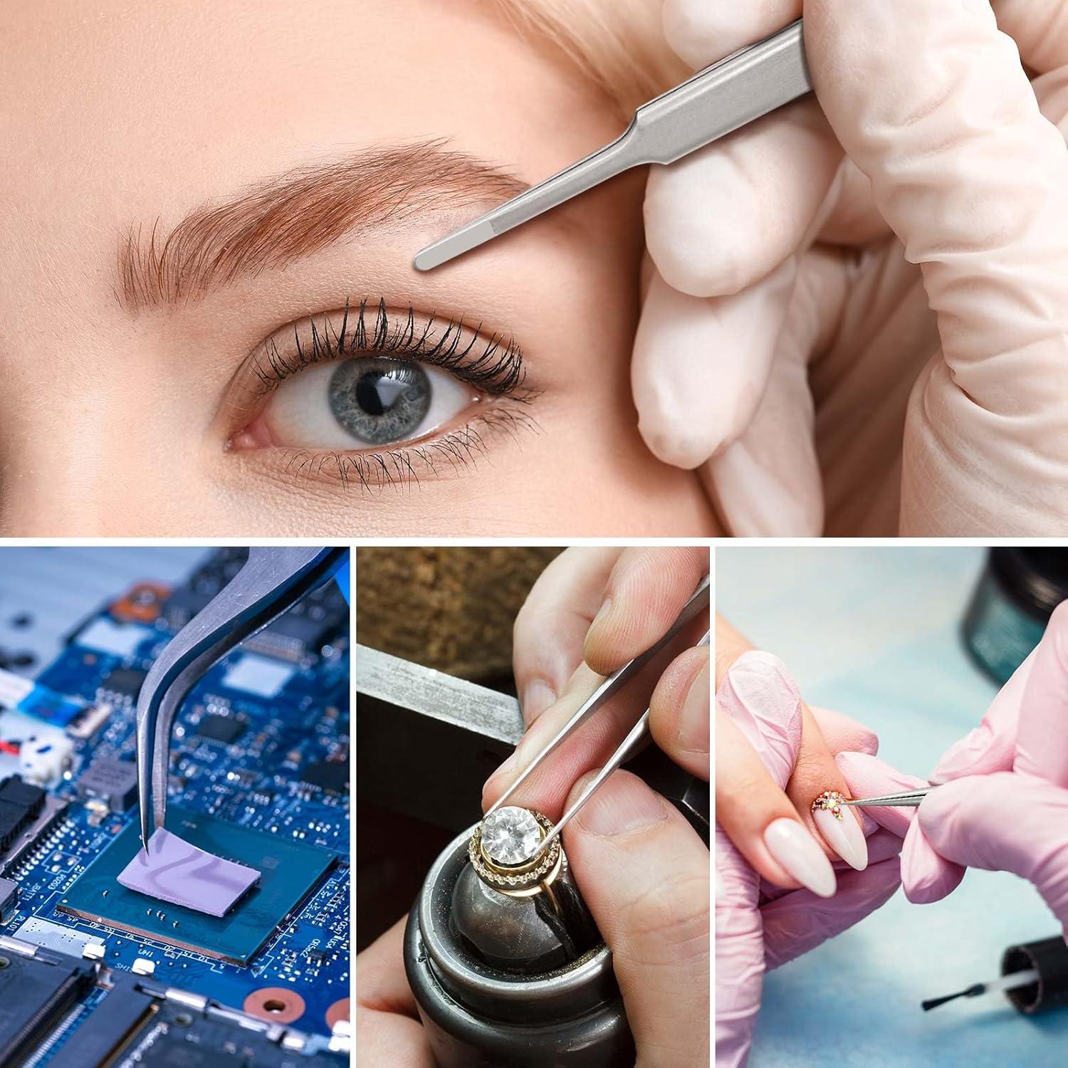 Juego de Pinzas de Precisión Aiyhsj 3 Piezas Acero Inoxidable