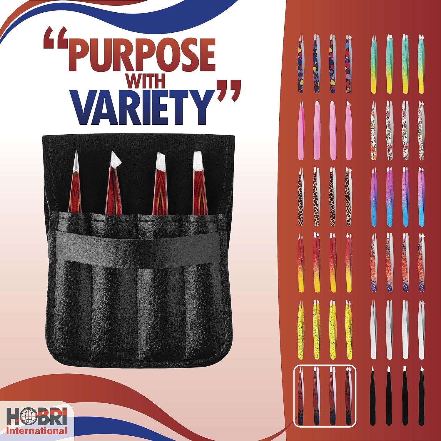 Juego de Pinzas Profesionales Hobri - 4 Piezas Acero Inoxidable