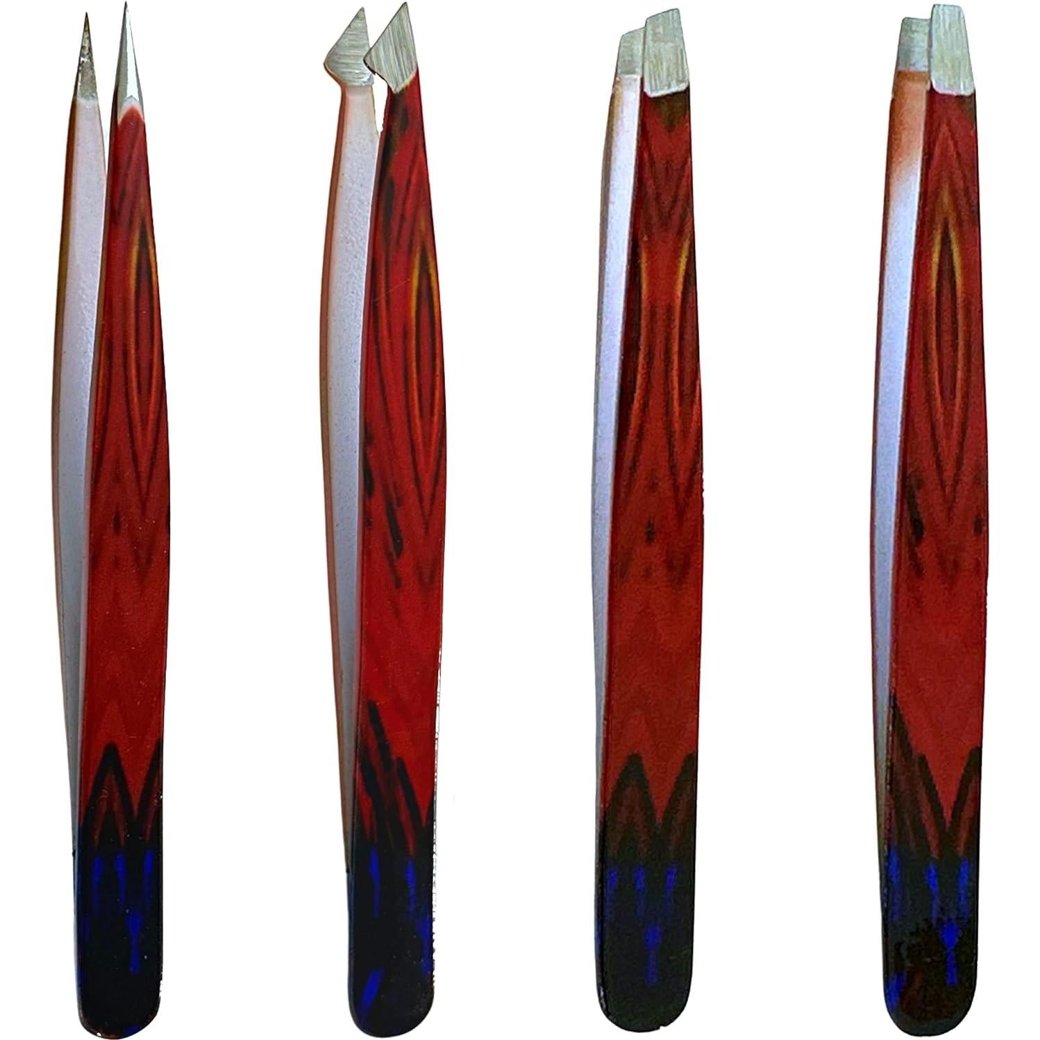 Juego de Pinzas Profesionales Hobri - 4 Piezas Acero Inoxidable