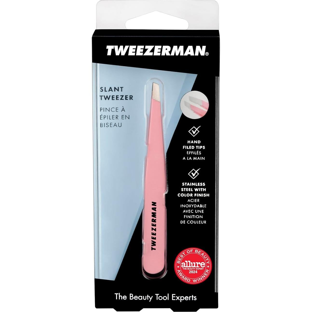 Pinzas de Cejas en Ángulo Tweezerman Rosa Polvoriento 6.4cm