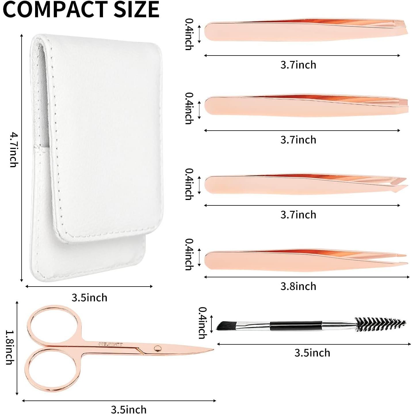 Kit de Pinzas de Cejas ACTROL Rosa Dorado 6 Piezas