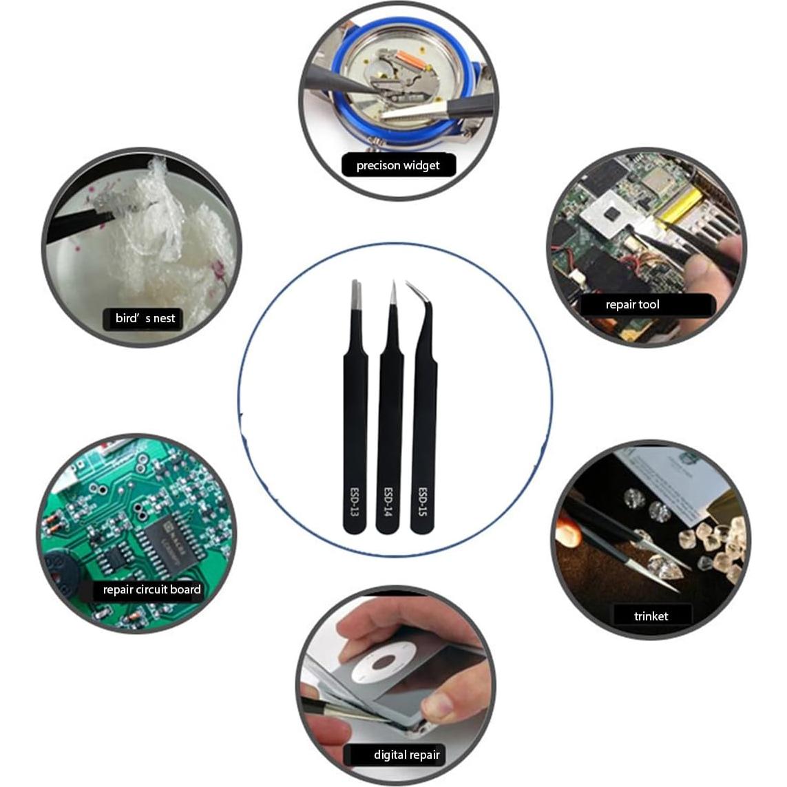 Juego de Pinzas Curvadas B.A de Acero Inoxidable 3PCS