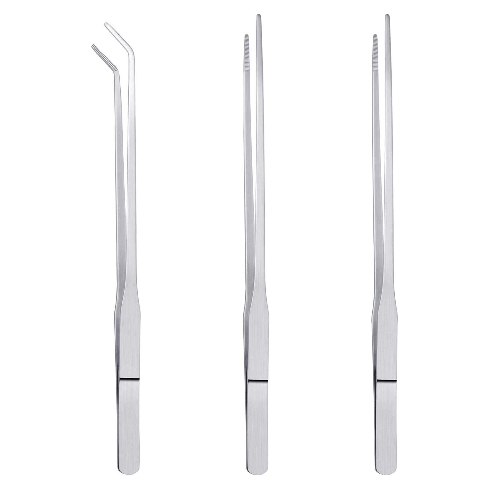 Juego de 3 Pinzas de Acero Inoxidable para Acuario y Reptiles