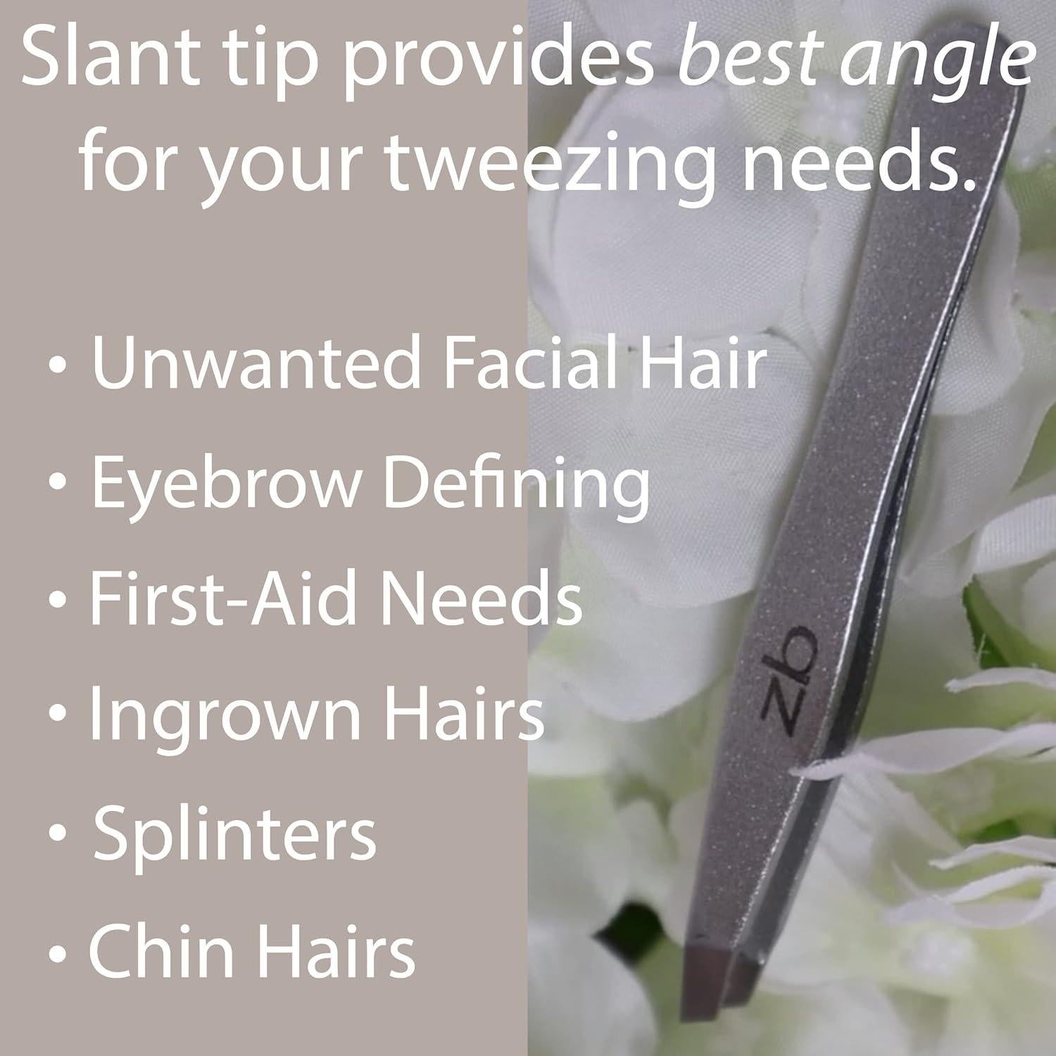 Pinzas de Acero Inoxidable Zizzili - Punta Inclinada 8.9 cm