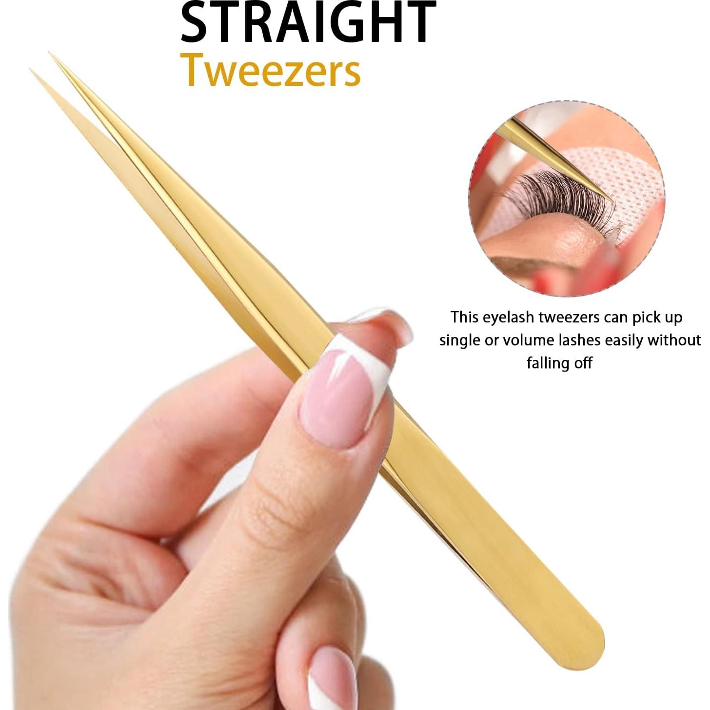 Juego de Pinzas de Pestañas Etercycle - 3 Pinzas de Acero Inoxidable