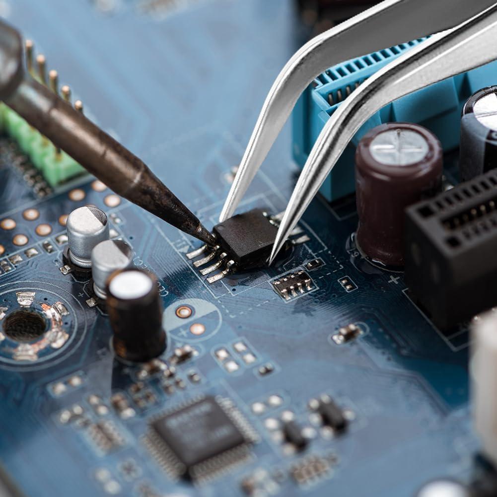 Juego de Pinzas de Precisión HUAYOTO 2 Pcs Acero Inoxidable