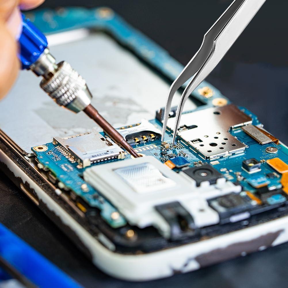 Juego de Pinzas de Precisión HUAYOTO 2 Pcs Acero Inoxidable