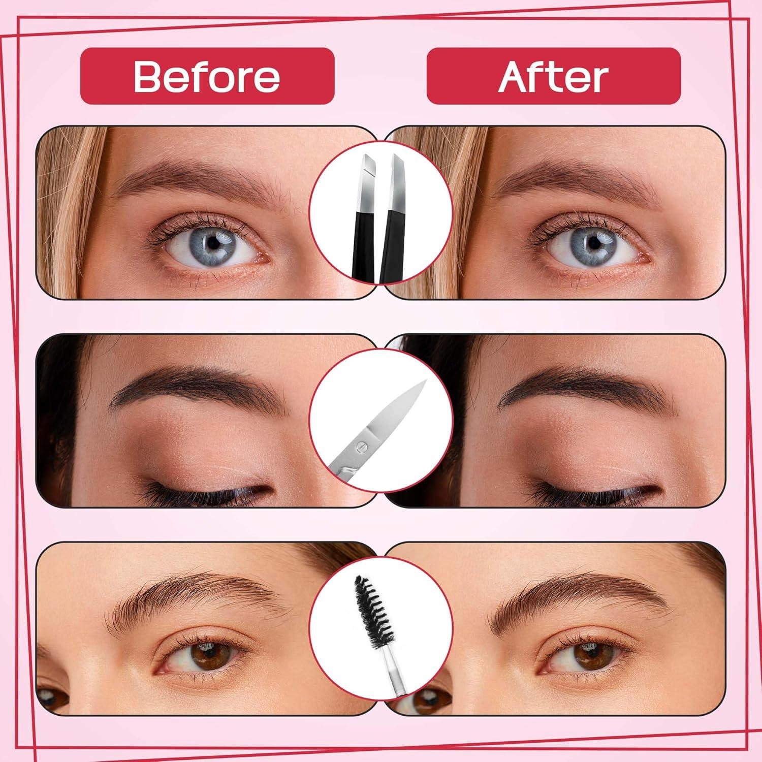 Juego de 6 Pinzas para Cejas NazQat - Kit Profesional Negro