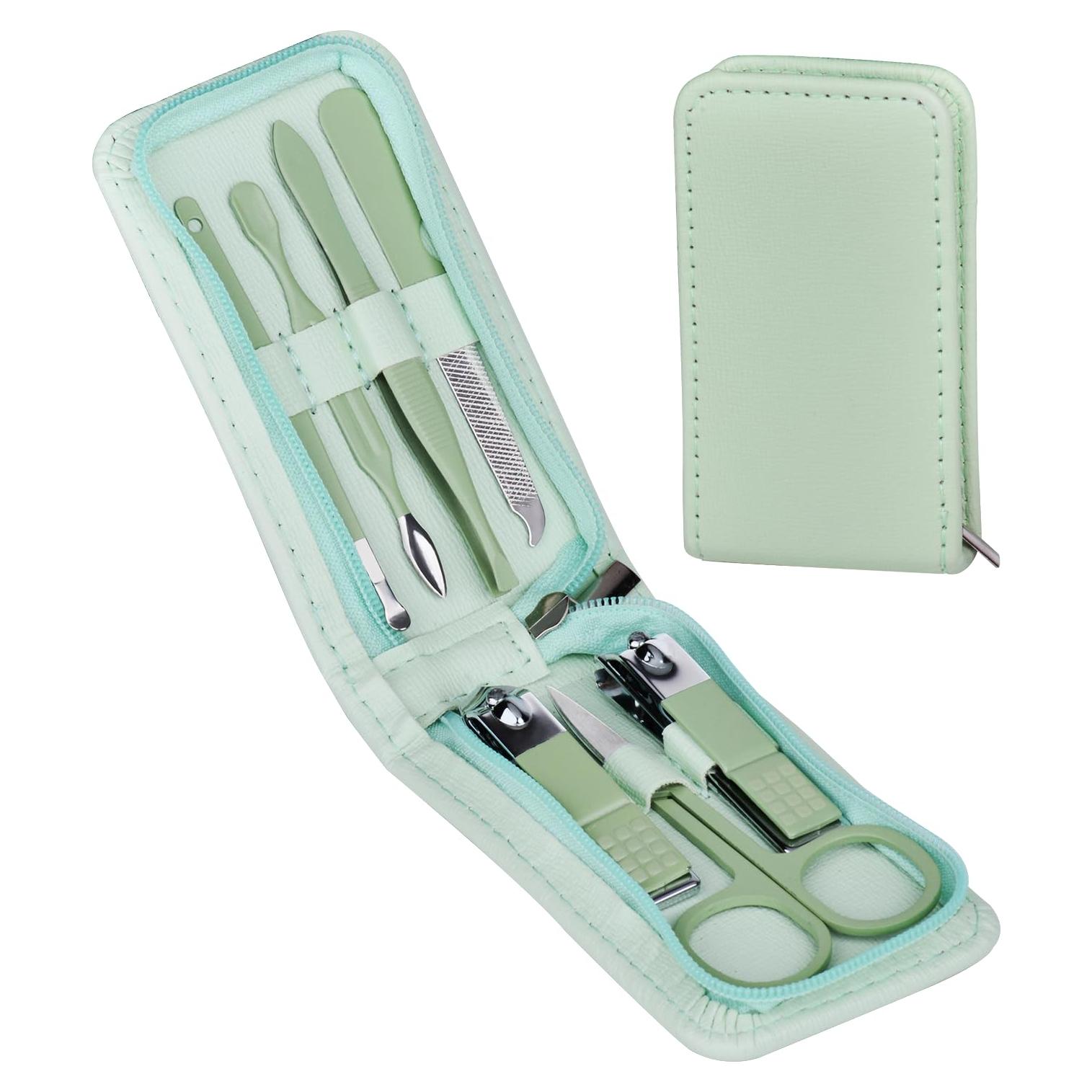 Kit de Manicura 7 Piezas HANTEKAS Acero Inoxidable Verde