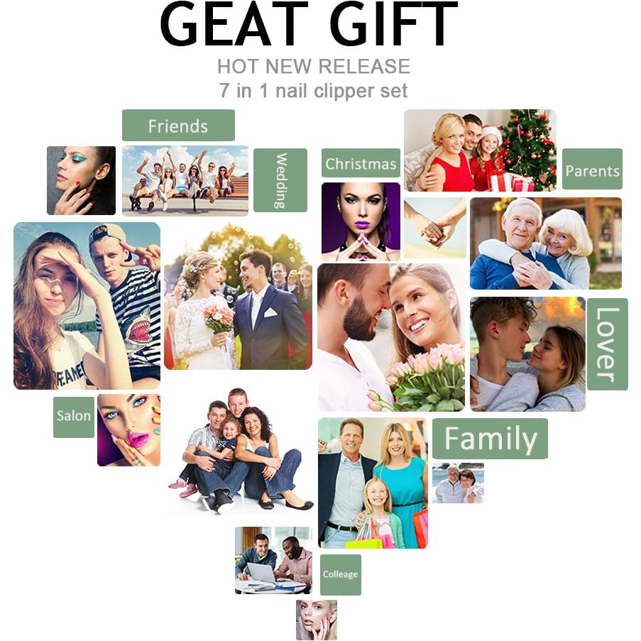 Kit de Manicura 7 Piezas HANTEKAS Acero Inoxidable Verde