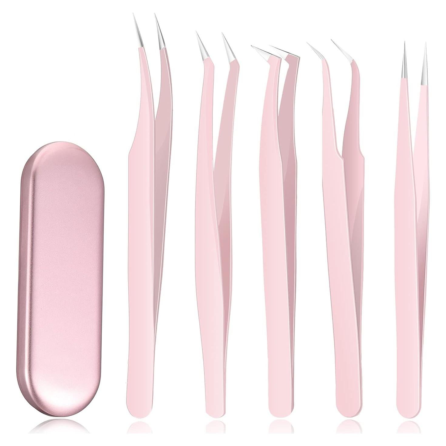 Pinzas para Extensiones de Pestañas Chumia 5 Pcs Acero Inoxidable