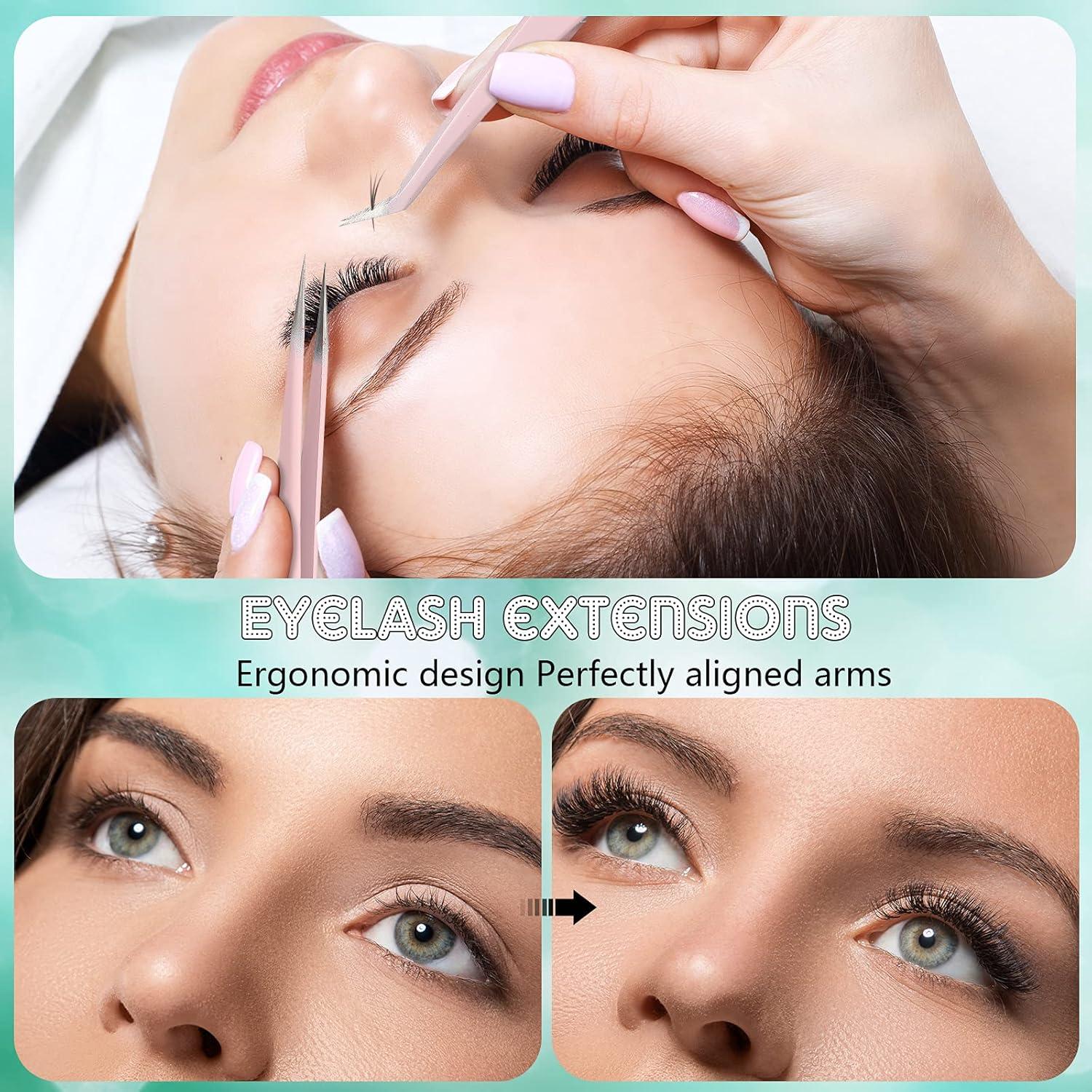 Pinzas para Extensiones de Pestañas Chumia 5 Pcs Acero Inoxidable