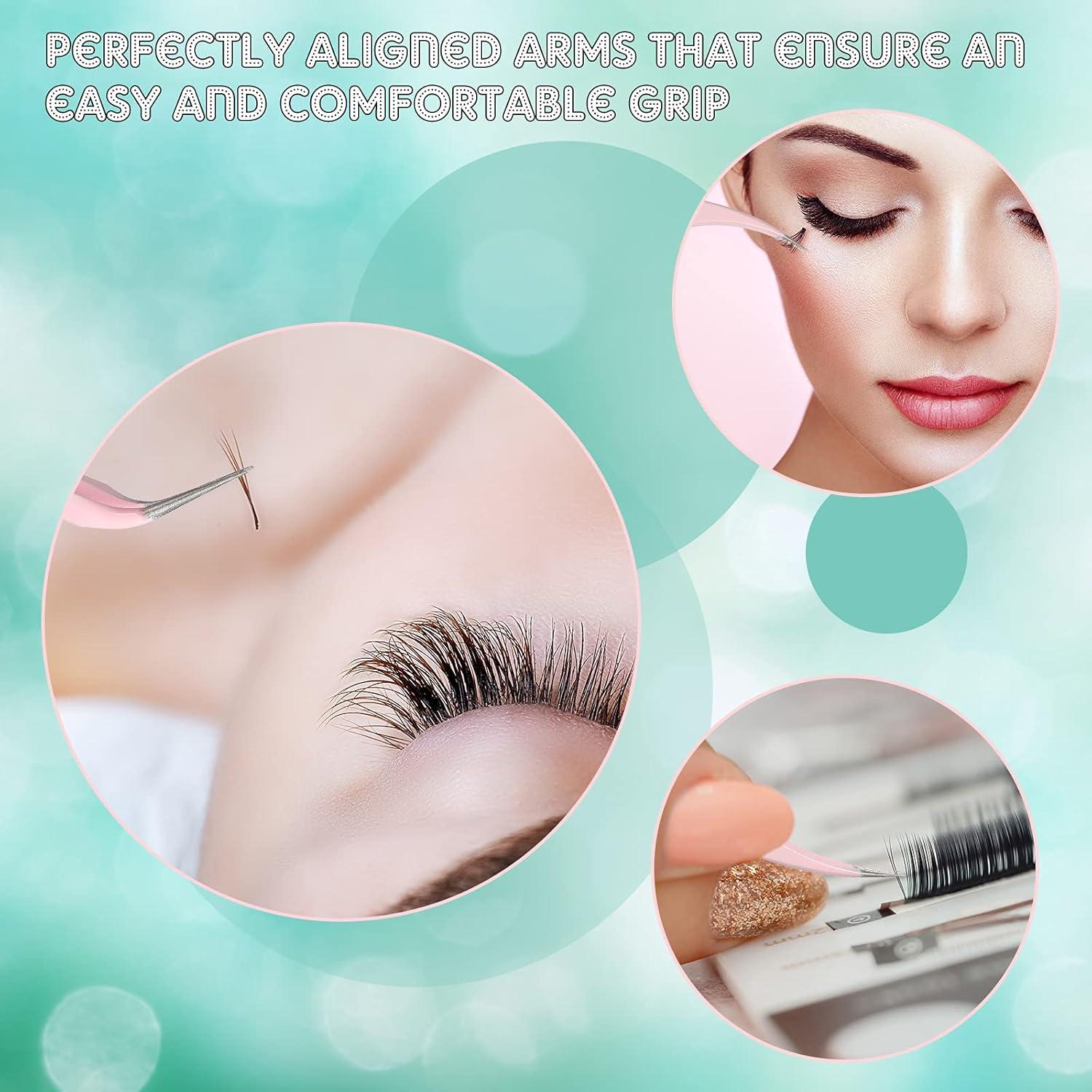 Pinzas para Extensiones de Pestañas Chumia 5 Pcs Acero Inoxidable