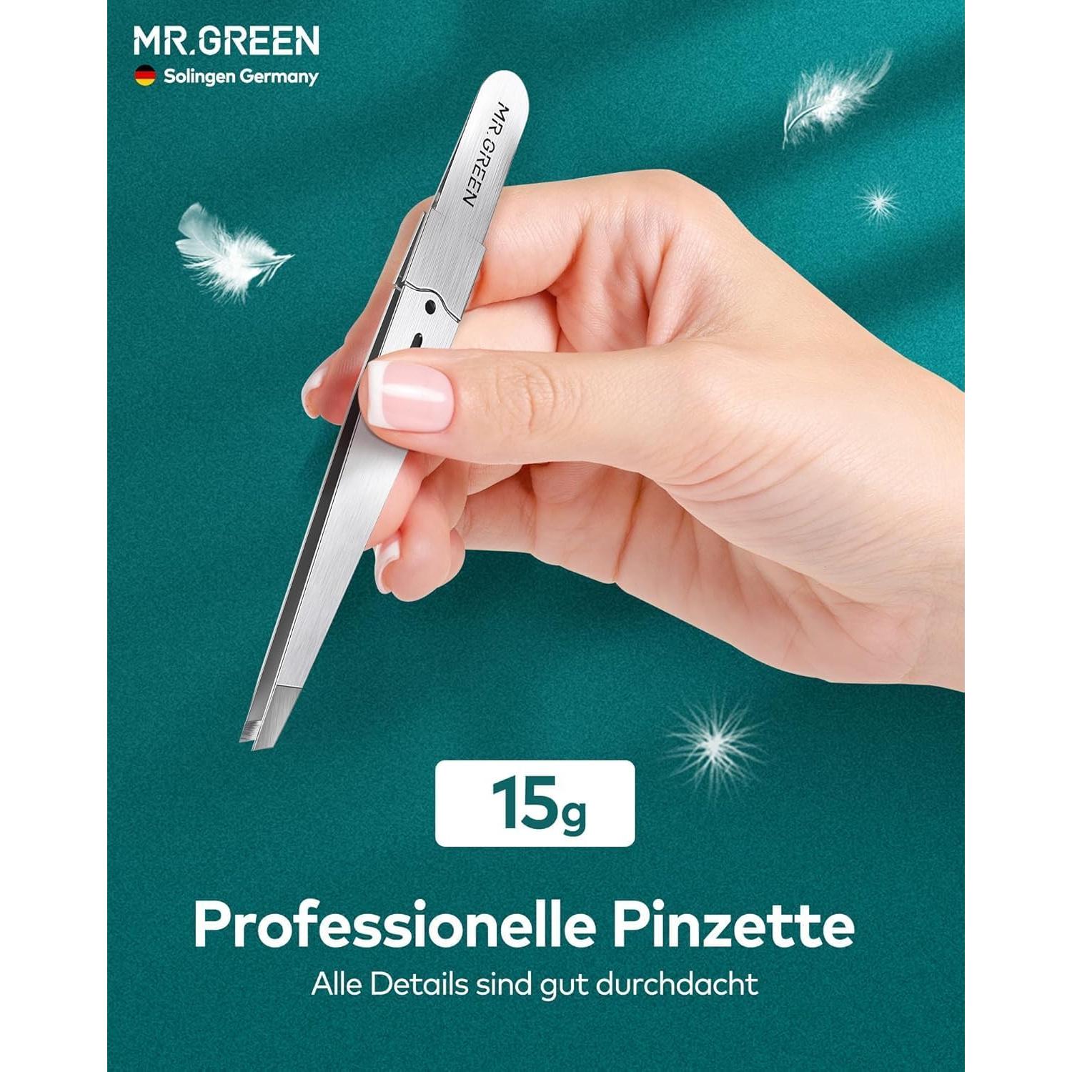 Pinzas de Precisión MR.GREEN de Acero Inoxidable para Cejas